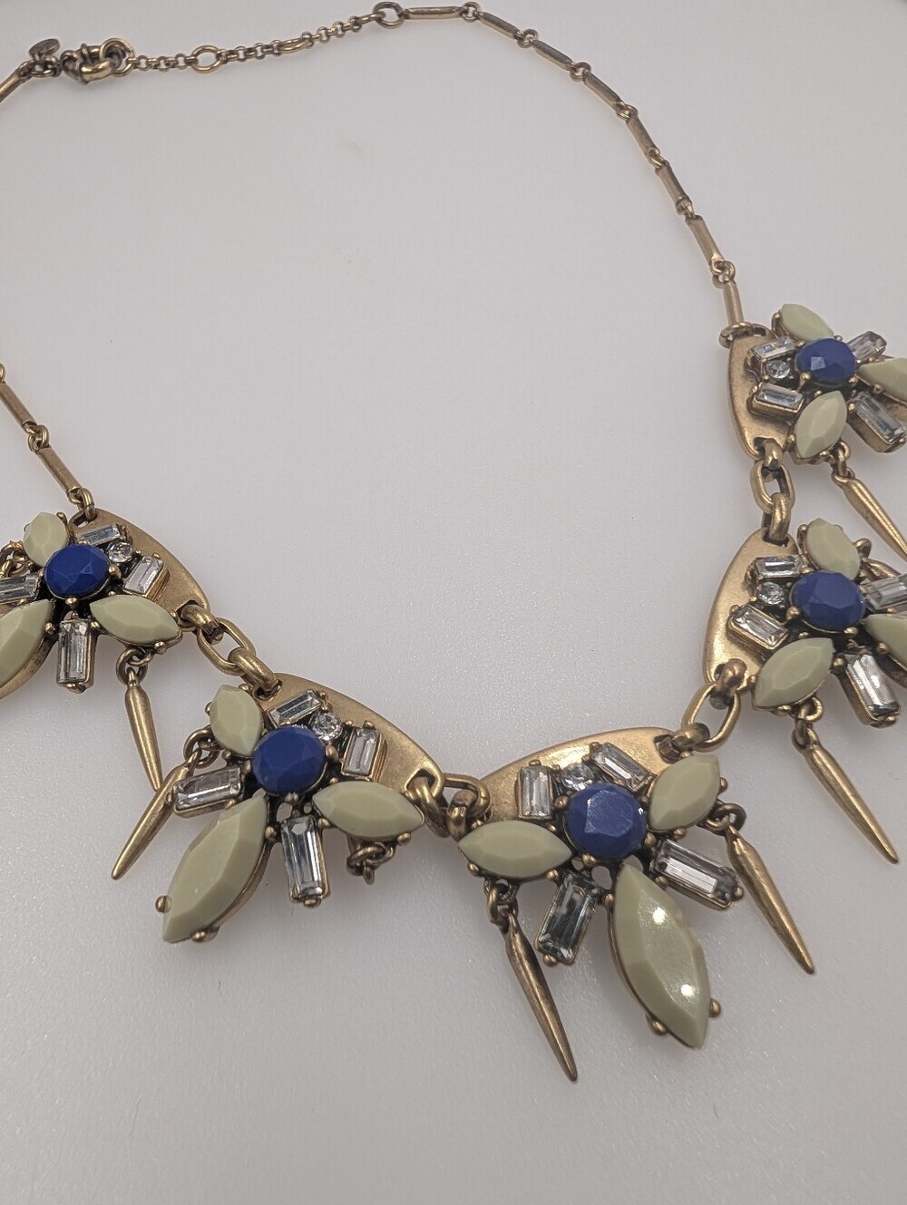 Signed J. Crew Deco Spike Floral Crystal Collar Statement Necklace 0515 - Picture 3 of 7